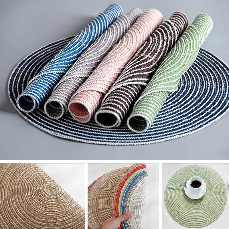 Anti Slip Heat Resistant Coasters for Coffee Tea Mug, Round Table Mat Linen Drink Coaster, Kitchen Accessories Decor Placemats