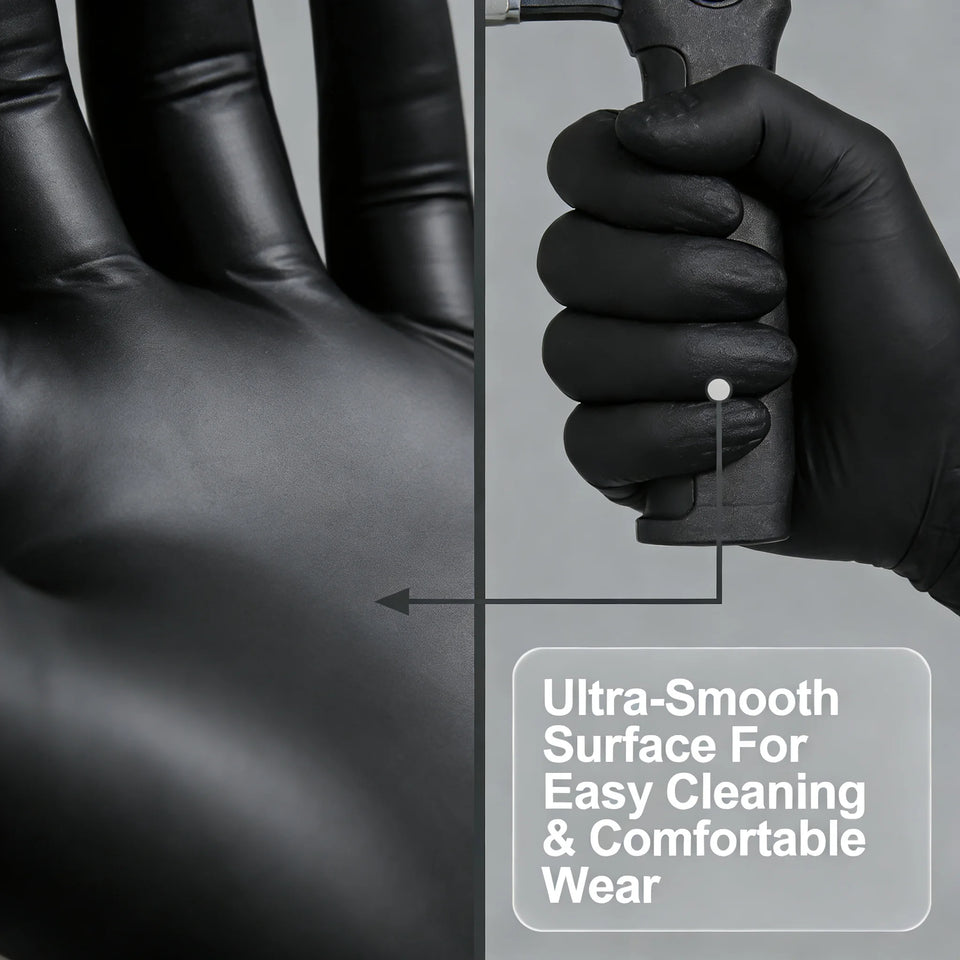 100pcs Disposable Black Nitrile Gloves Powder-Free Latex-Free Tear Resistant for Food Handling Kitchen Cooking Cleaning