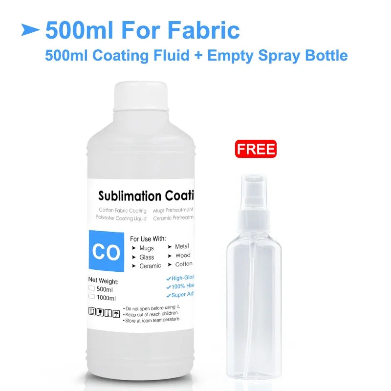 Spray Sublimation Coating For Cotton Fabric T-shirt Canva Caps Mugs Glass Ceramic Metal Wood Sublimation Ink Pretreatment Liquid