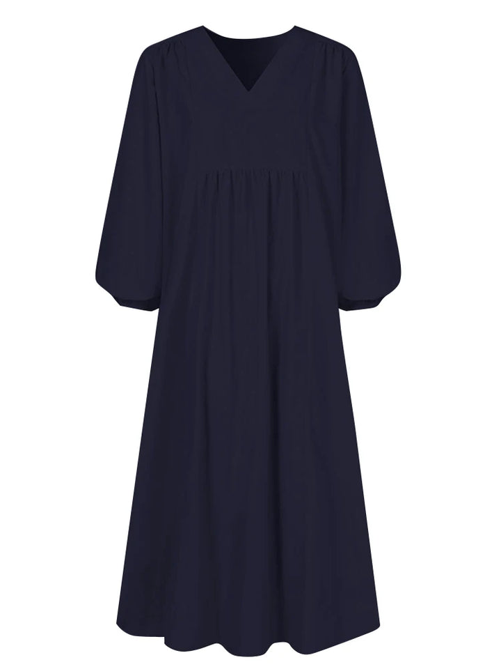 Spring/Summer New Arrivals Women's Cotton-Linen Blend Loose Bell-Sleeve Dress Casual Elegance for Everyday Wear