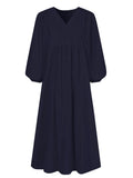 Spring/Summer New Arrivals Women's Cotton-Linen Blend Loose Bell-Sleeve Dress Casual Elegance for Everyday Wear