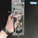 500/750/1000ML Milk Bottle Water Box Square Coffee Juice Tea Cup Transparent Milk Storage For Outdoor Sports Camping Gym