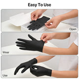 100pcs Disposable Black Nitrile Gloves Powder-Free Latex-Free Tear Resistant for Food Handling Kitchen Cooking Cleaning