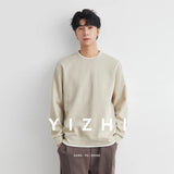 Men's Long Sleeve Casual Hoodie Loose Fit Round Neck White Top For Spring Autumn Versatile Sweatshirt Trendy Brand Men's Wear