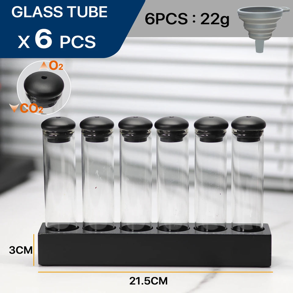 Coffee Beans Storage Container Display Rack Walnut Tea Tube Bottle Glass Espresso Coffee Accessories Tool Barista Coffeware Sets