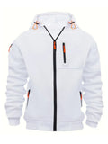 Multiple pockets and Zippers Men's Fashion Hoodie Sweatshirt Autumn Winter Cardigan Casual Clothing