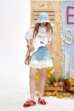 ELFSACK 2025 Summer New Arrivals Lace And Lace Patchwork A-Line Denim Skirt For Women