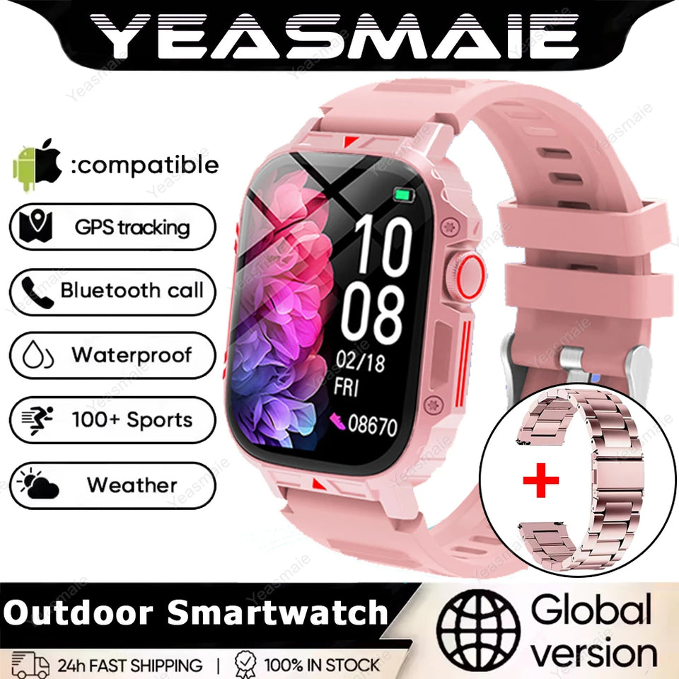 New Outdoor Smartwatch Men Women Bluetooth Call Heart Rate Health Monitor Military Watches GPS track Sports Fitness Smart Watch