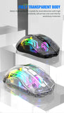 Aesthetic Clear Wireless Mouse for Women RGB Glow Tri-Mode Bluetooth Rechargeable Gaming Mouse for Laptop PC Office
