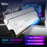 Netac DDR4 Ram Memory 8G 16G DDR4 3200MHz 3600MHz 8GX2 16GX2 Shadow Ill UDIMM DDR4 1.35V XMP2.0 with Metal HeatSink for Desktop