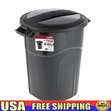 20 Gallon Heavy Duty Plastic Garbage Can with Click Lock Lid Portable Indoor Outdoor Waste Container Sturdy Handles Easy Lift