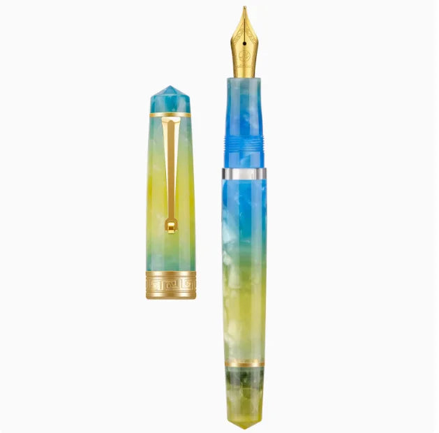 Asvine P20 Piston Fountain Pen M/F/EF Nib Galaxy Acrylic Patterns Golden Clip Smooth Writing Office School Supplies Stationery