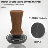 BEARR Coffee Tamper Double Spring Coffee Powder Walnut Handle Constant Pressure SpringCoffeeTamper 51/53/53.7/58.35 Barista Tool