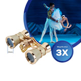 Opera Glasses Binoculars 3X25 Theater Glasses Mini Binocular Compact with Chain for Adults Women Kids in Musical Concert