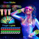138pcs/Set Glowing Festival Party Kit - Includes 100 Glow Sticks, 12 Pairs of Neon Glasses, 20 Finger Lights, 6 Headbands, Chris