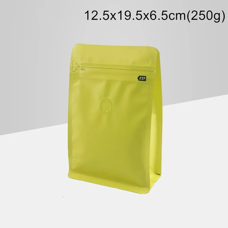 StoBag 20pcs 250g Color Matte Coffee Beans Bag Packaging with Valve Aluminum Sealed for Powder Nuts Storage Reusable Pouches