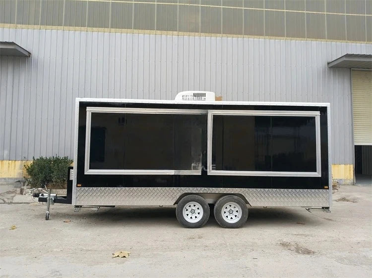 Customized Factory Price Mobile Street Food Truck Fully Equipment Food Trailer Square Hamburgers Pizza Bbq Fast Food Trailer For