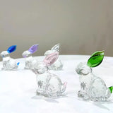 Crystal Rabbit Bunny Figurine Collectibles Spring Easter Decoration Glass Art Animal Paperweight Ornament Creative Gift