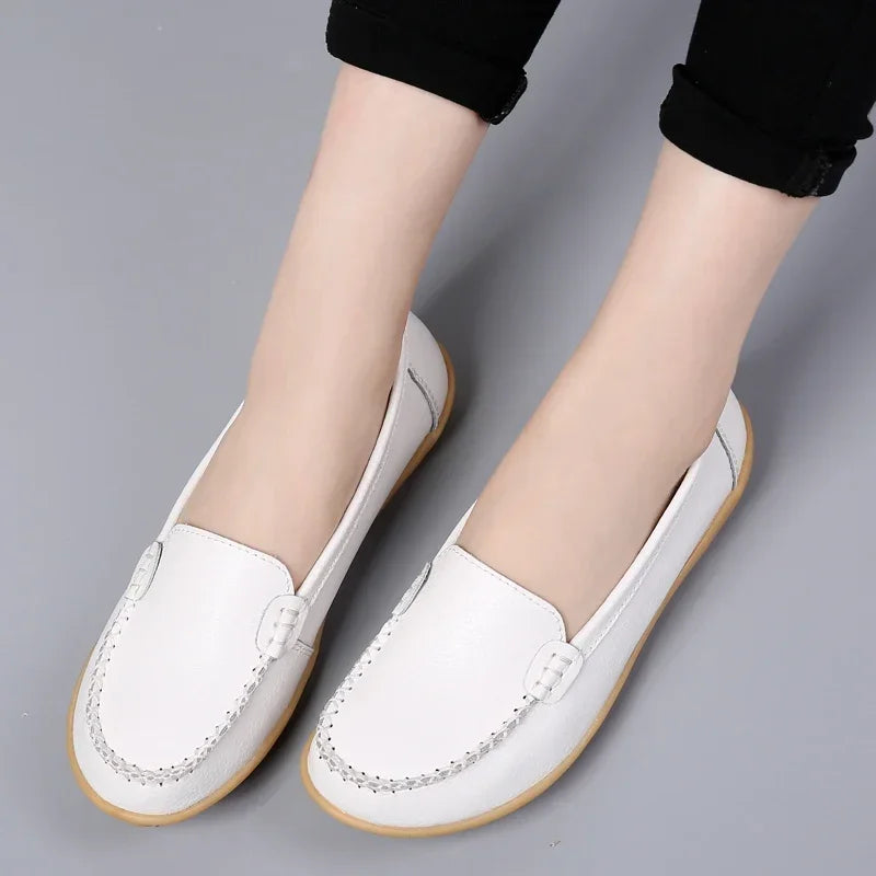 Women Flats Ballet Shoes Woman Cut Out Leather Breathable Moccasins Women Boat Shoes Ballerina Ladies Casual Shoes