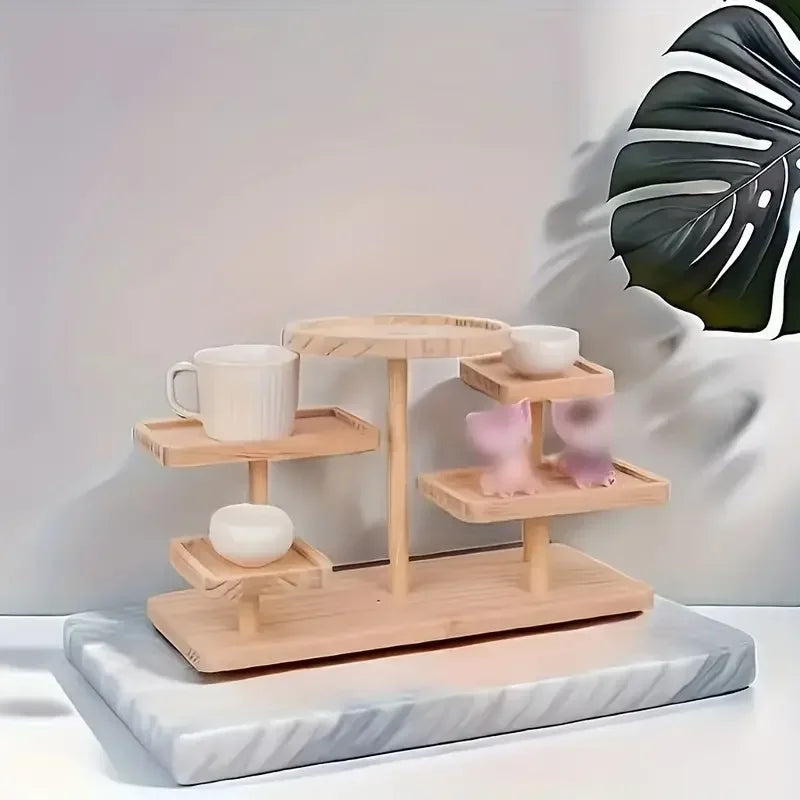 Solid Wood Stall Display Stand Creative Wood Jewelry Ornaments Display Table Ins Style Display Multi-layer Storage Rack