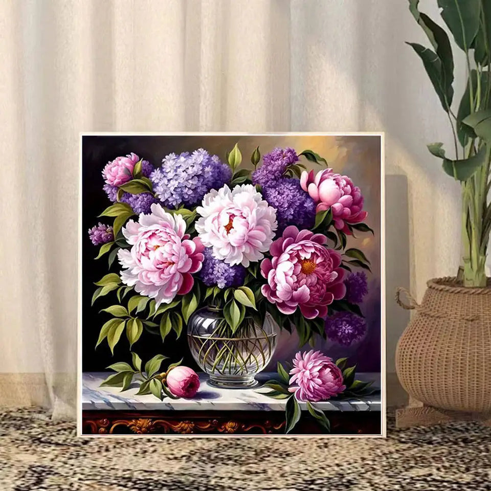 Huacan Peony 5D Diamond Painting Bottle Flower New Arrivals 2025 Diamond Mosaic Rhinestone Pictures Wall Decor Art Gift
