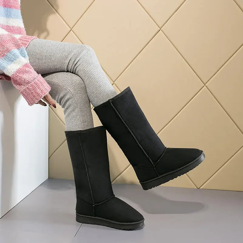 Comemore Women Tall Winter Padding Black Boots Fashion Snow Boots Women's High Boot Size 41 Hot Warm Shoes Botas Mujer