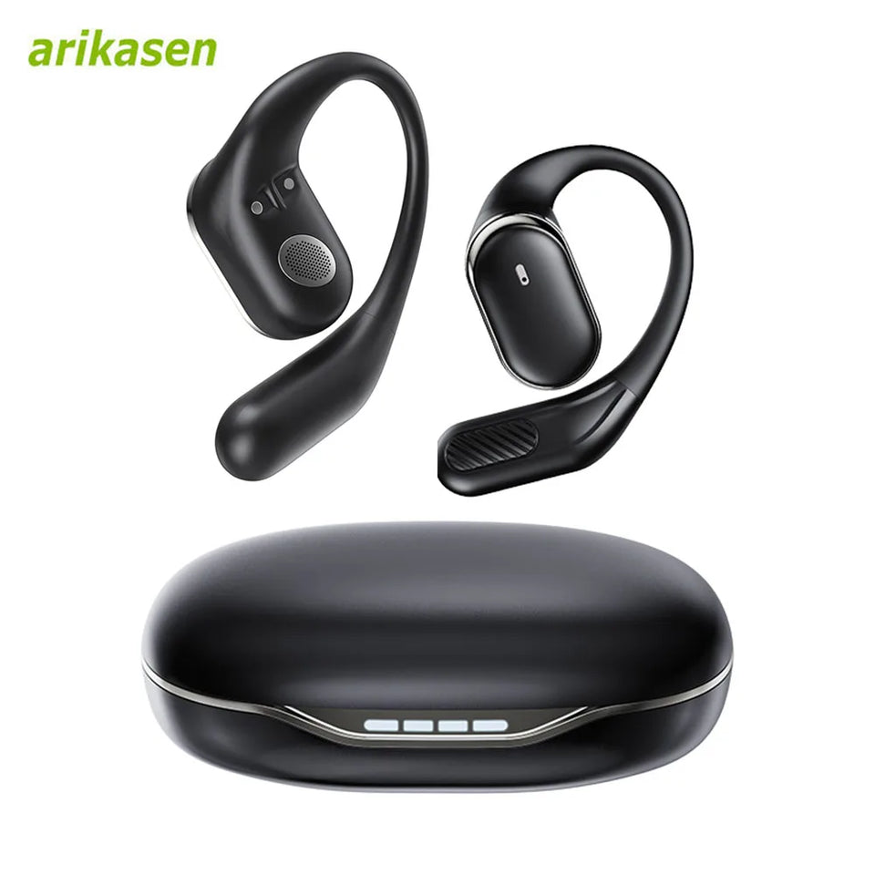 Open Ear Headphones Bluetooth 5.4 Wireless Earphones TWS 60 Hours Playtime Dual Mic Clear Call Sports Air Conduction Headphones