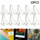 10PCS Acrylic Display Holder Transparent Triangle Commemorative Coin Photo Card Holder Display Rack Phone Stand Home Decor