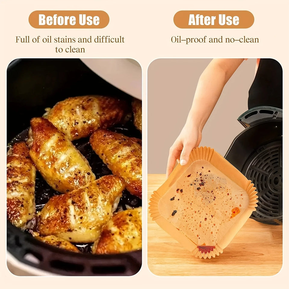 30/50/100Pcs Air Fryer Disposable Paper Non-Stick Airfryer Baking Papers Round Air-Fryer Paper Liners Paper Kitchen Accessories