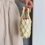 Portable Coffee Cup Bag Hollow Out Bottle Bag Practical Mugs Bag Foldable Water Bottle Bags Woven Net Bag Cup Cover