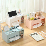 Tissue Box Napkin Holder Remote Control Storage Desk Organizer Office Multifunctional Sundries Stationery Ontainer Storage Home