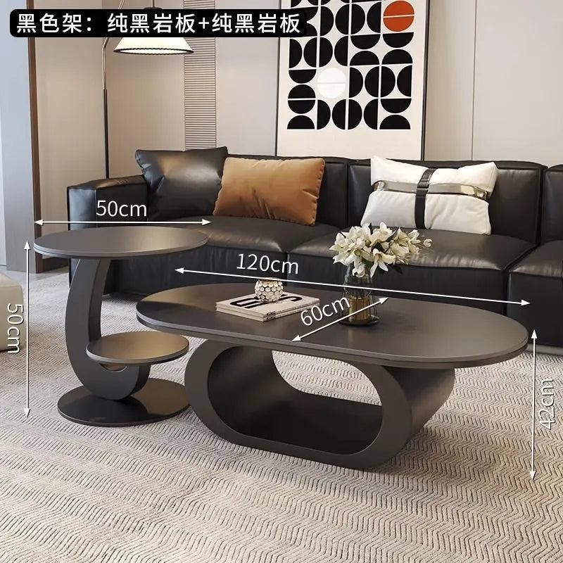 Italian minimalist new rock slab coffee table living room home simple modern high-end combination light luxury oval tea table