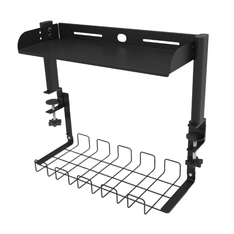 Clamp on Desk Shelf Black Desk Organizer Strong Load Bearing for Sundries Gaming Devices Office