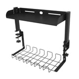 Clamp on Desk Shelf Black Desk Organizer Strong Load Bearing for Sundries Gaming Devices Office