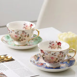 English Camellia Coffee cup & Saucer Set, Light luxury Home afternoon Tea cup and plate, Girls' gift, High appearance level cups