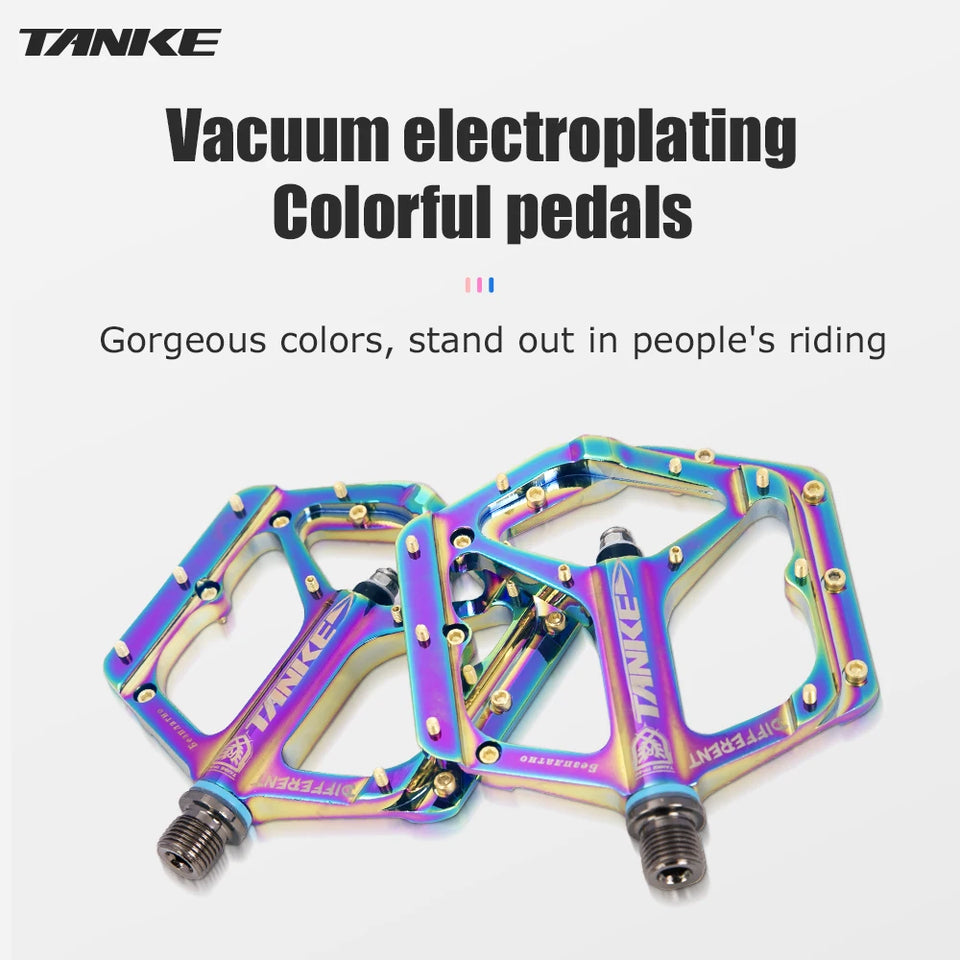 TANKE MTB Pedals Lightweight Aluminum Alloy Non-slip Bicycle Pedal (10 Non-Slip Pins/Side)with Grease&Bearing Bike pedal TP-50