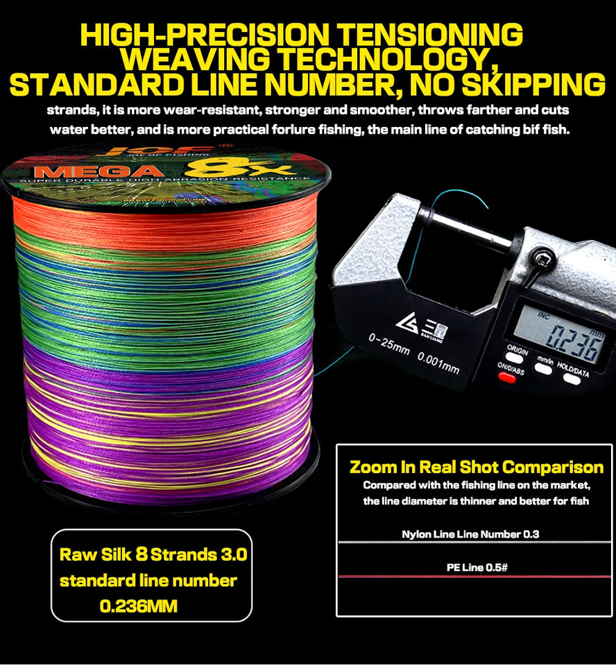 JOF X8 PE Braided Fishing Line Pesca Carp Multifilament Fly Wire Japanese Saltwater 1000M 500M 300M 18LB-78LB