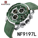 NAVIFORCE Top Military Quartz Watches for Men Luxury Sports Chronograph Watch Waterproof Clock Leather LED Digital WristWatch