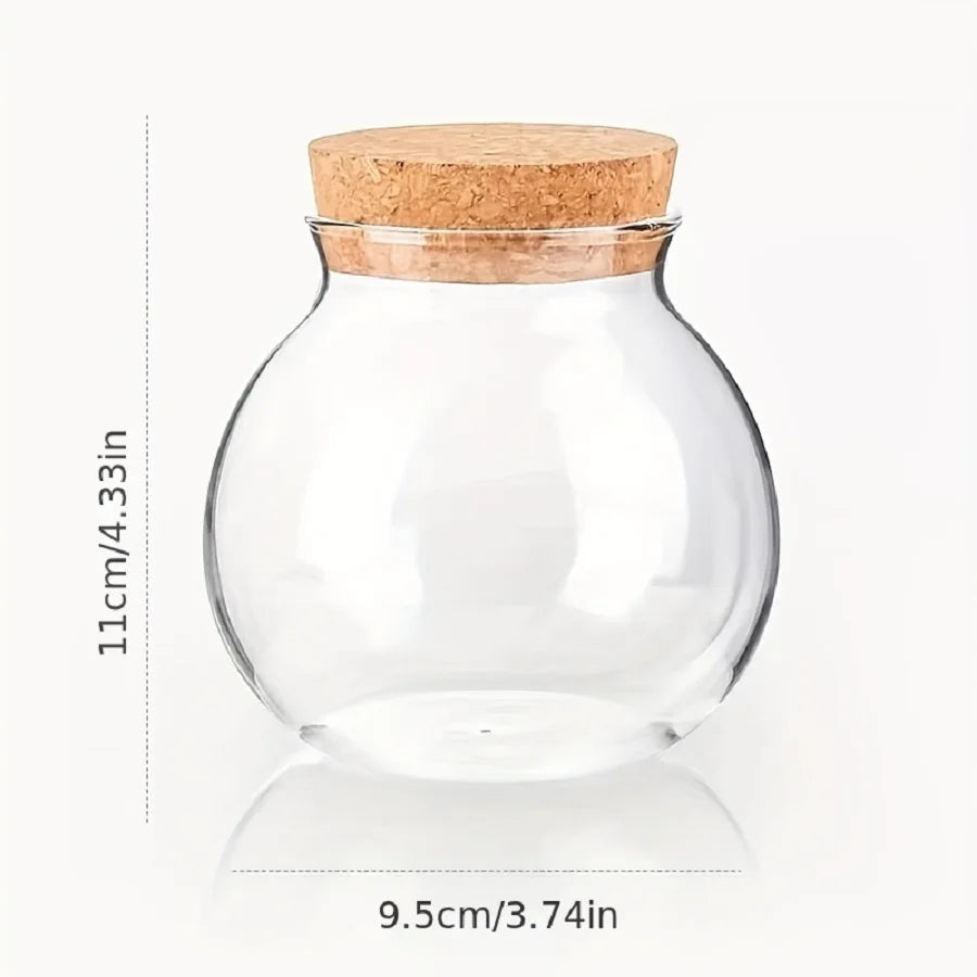 1pc Storage Container, 500ml Round Glass Storage Jar With Sustainable Cork Lid, For Coffee,Tea,Spices ,Kitchen Organizers