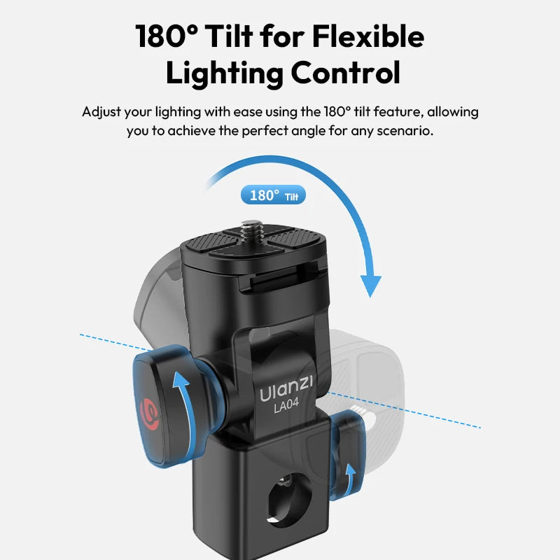 Ulanzi LA04 Univeral Light Stand Adapter with 1/4" Cold Shoe Mount for Phone Stand DSLR Camera LED Light 180° Tilt for Lighting