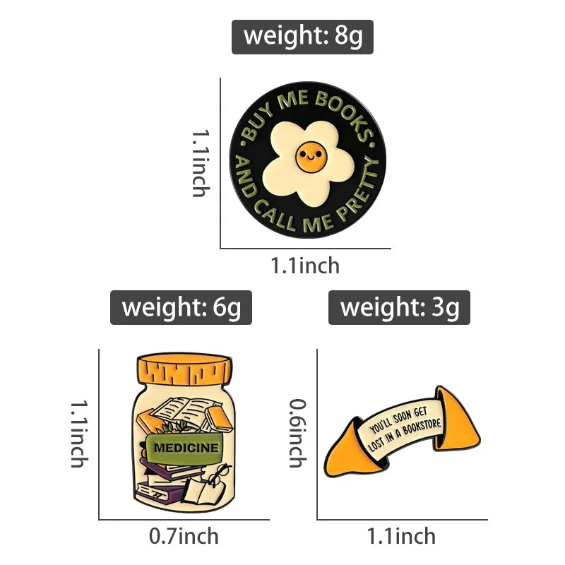 2-6pcs/set Hobby Collection Enamel Pins Reading Book Iced Coffee Knit Brooch Hiking Badges Music Korean Girls Band Jewelry