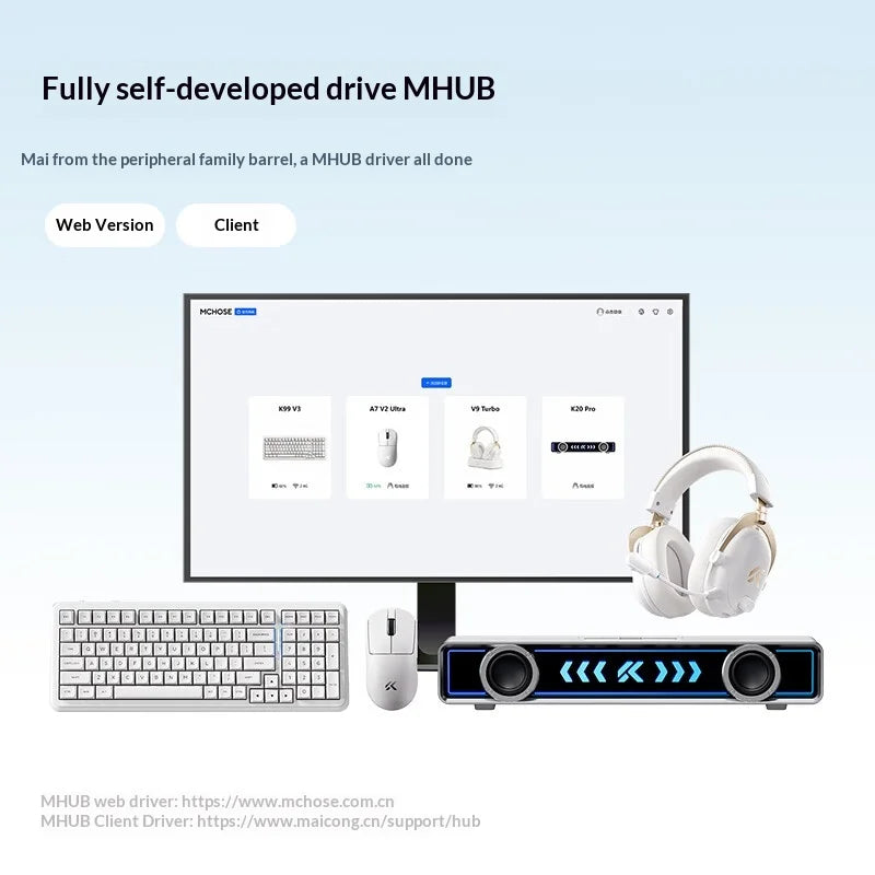 MCHOSE K99 V3 Mechanical Keyboard Tri-Mode Wireless ARGB Control Knob 10000mAh Dual 8K 0.125ms Hot-Swappable Custom Game Keyboar