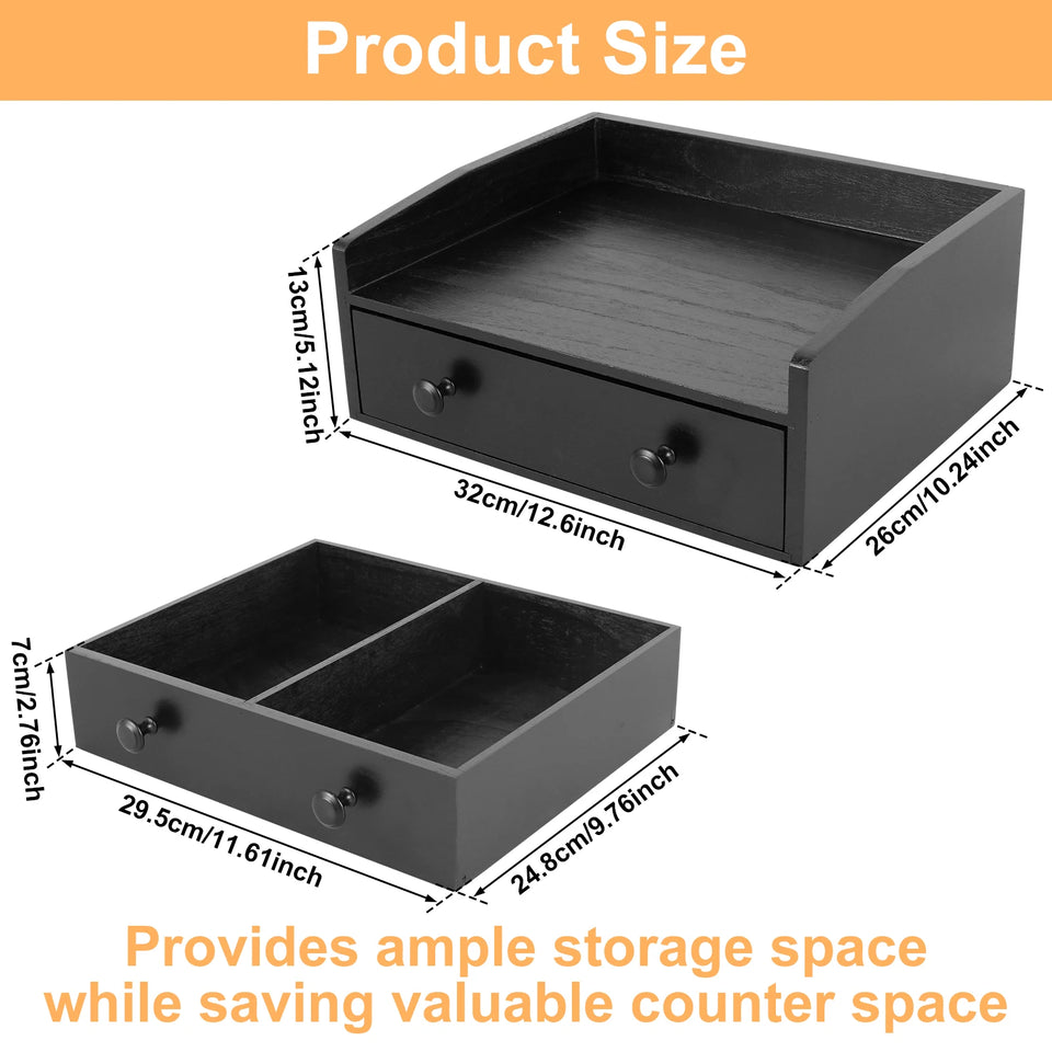 Capsule Coffee Display Rack Storage Coffee Bar Organizer with Drawer Wood Coffee Station Organizer Coffee Machine Base Drawer