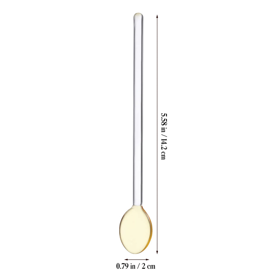6pcs Glass Spoons Long Handle Transparent For Coffee Tea Honey Dessert Mixing Drinks Cooking Baking Stirring Sticks Tableware