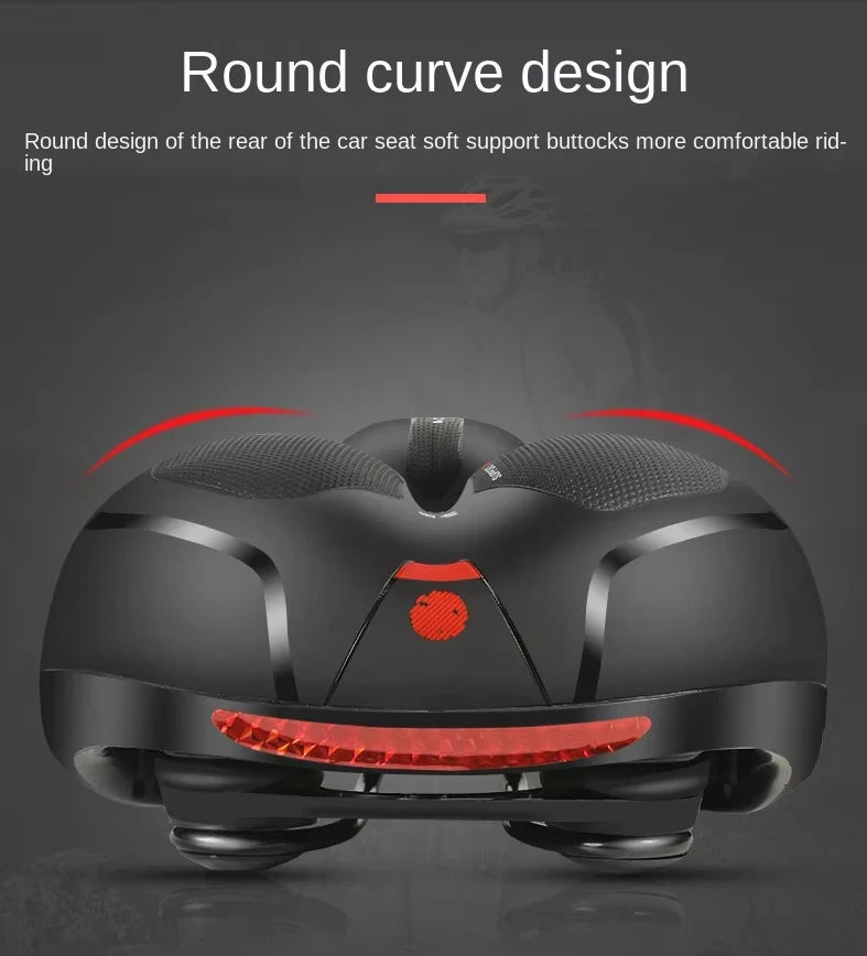 Hollow Breathable Bicycle Saddle Men Women MTB Road Bike Saddle Shock Absorbing Comfortable Big Butt Bike Seat Safety Warning