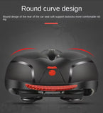 Hollow Breathable Bicycle Saddle Men Women MTB Road Bike Saddle Shock Absorbing Comfortable Big Butt Bike Seat Safety Warning