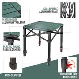 VILLEY Folding Camping Square Table with Carry Bag, Lightweight Aluminum Adjustable Square Table for Outdoor, Camping, Picnic
