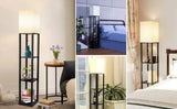 Floor Lamp with Shelves Modern Standing Shelf Lamp with 3 Color Temperature LED Bulb White Shade for Living Room Bedroom Office