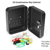 Combination Key Cabinet 20 Key Hooks Key Box Wall Mounted with Key/Code Lock Key Cabinet Security Lock Box Locking Key Cabinet