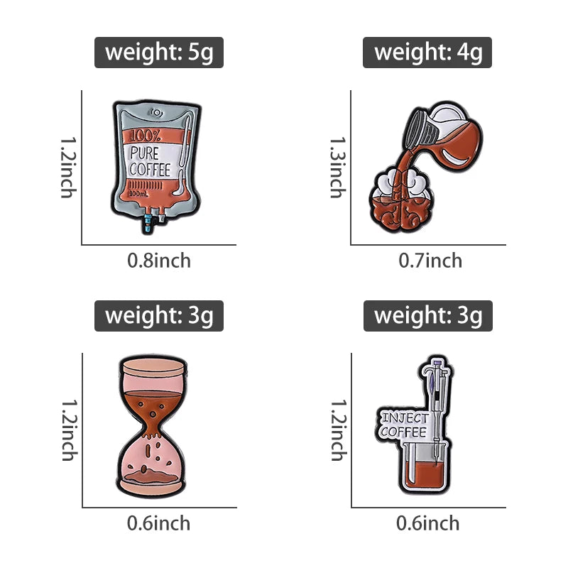 100% PURE COFFEE Enamel Pins Hourglass Coffee Lover Metal Brooches Fashion Lapel Badge Backpack Clothes Jewelry Gift for Friends